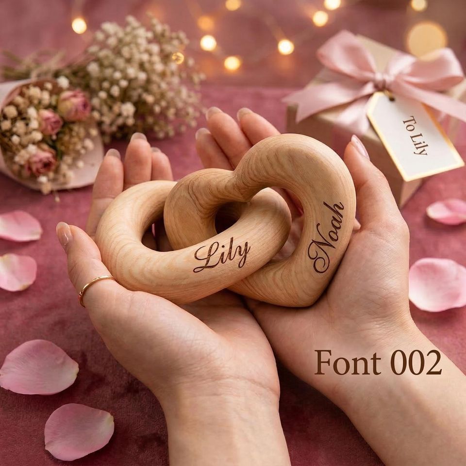 Personalized Interlocking Hearts Sculpture, Custom Wedding Gift for Couple, Engagement Keepsake, Romantic Boyfriend Girlfriend Present