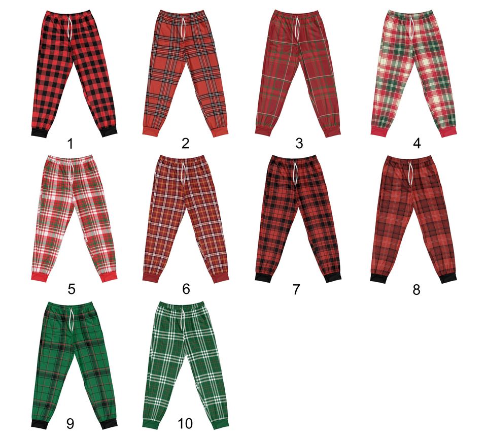 Personalized Christmas Disney Monogrammed Pjs, Funny Xmas Plaid Pjs, Custom Name Xmas