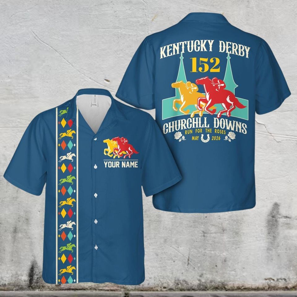 Personalized Kentucky Derby Churchill Downs Hawaiian Shirt, Derby Party Gift For Horse Racing Lover, Custom Talk Derby To Me Button Up Shirt