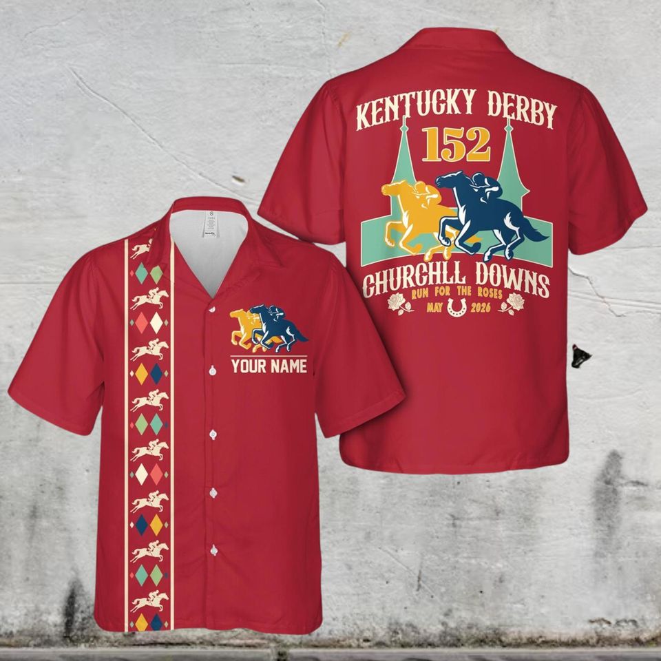 Personalized Kentucky Derby Churchill Downs Hawaiian Shirt, Derby Party Gift For Horse Racing Lover, Custom Talk Derby To Me Button Up Shirt