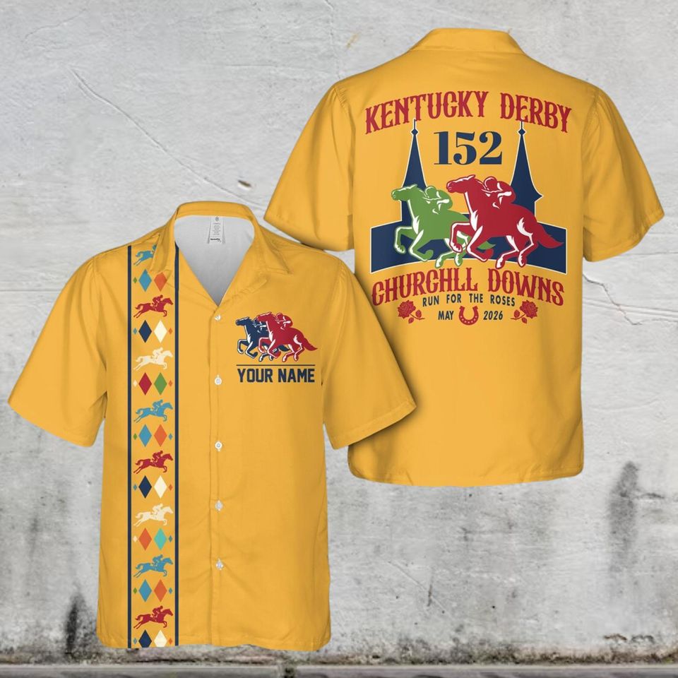 Personalized Kentucky Derby Churchill Downs Hawaiian Shirt, Derby Party Gift For Horse Racing Lover, Custom Talk Derby To Me Button Up Shirt