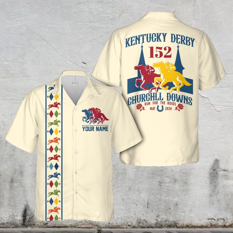 Personalized Kentucky Derby Churchill Downs Hawaiian Shirt, Derby Party Gift For Horse Racing Lover, Custom Talk Derby To Me Button Up Shirt