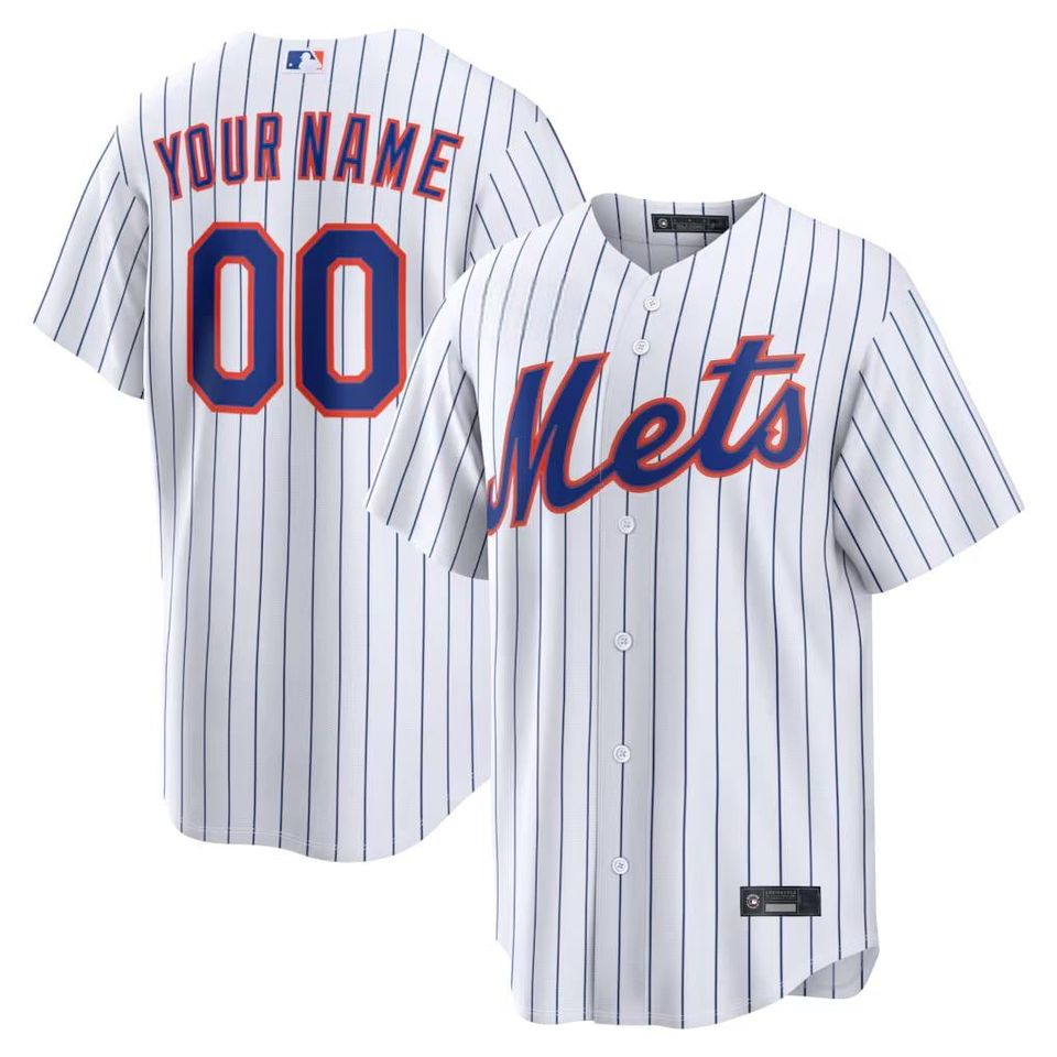 Personalized New York Mets White Jersey, Custom Name Number, Embroidered Gift
