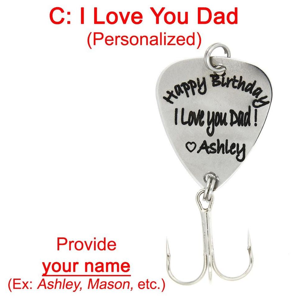 Personalized Birthday Fishing Lure: Engraved Stainless Steel Hook