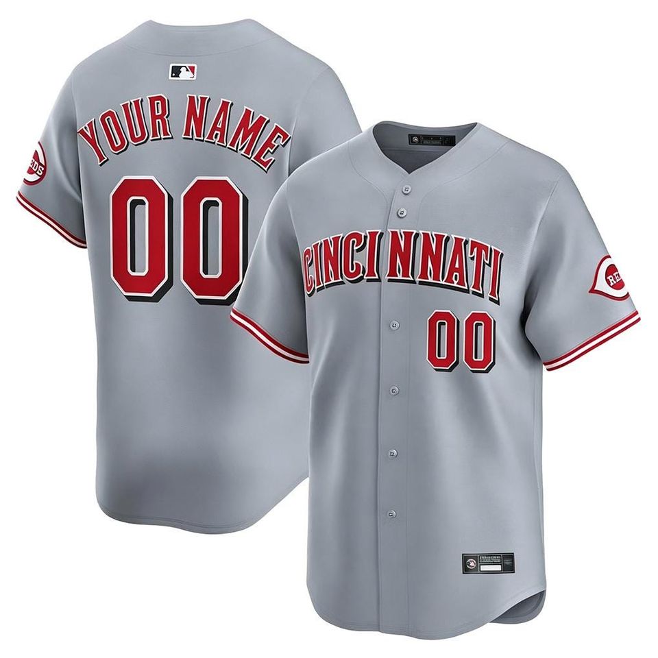 Custom Cincinnati Reds Gray Baseball Jersey, Personalized Name Number Fan Shirt