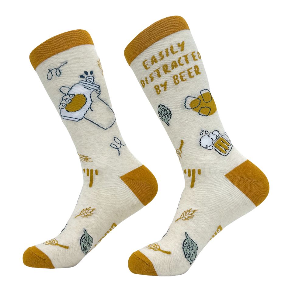 Easily Distracted By Beer Socks, Funny Drinking Socks