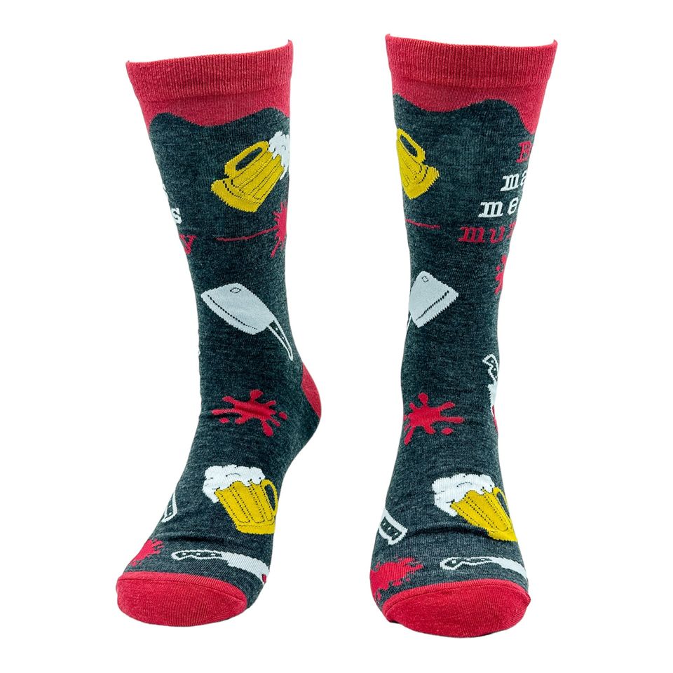Beer Makes Me Less Murdery Socks, Funny Drinking Socks