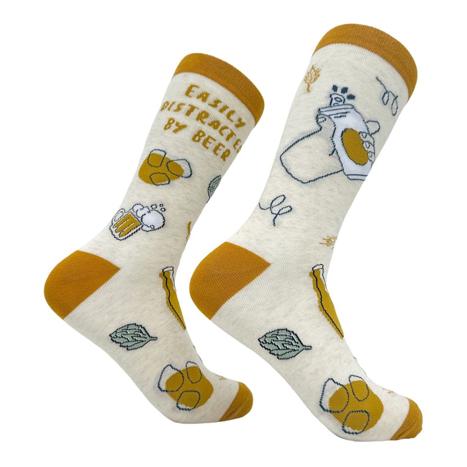 Easily Distracted By Beer Socks, Funny Drinking Socks