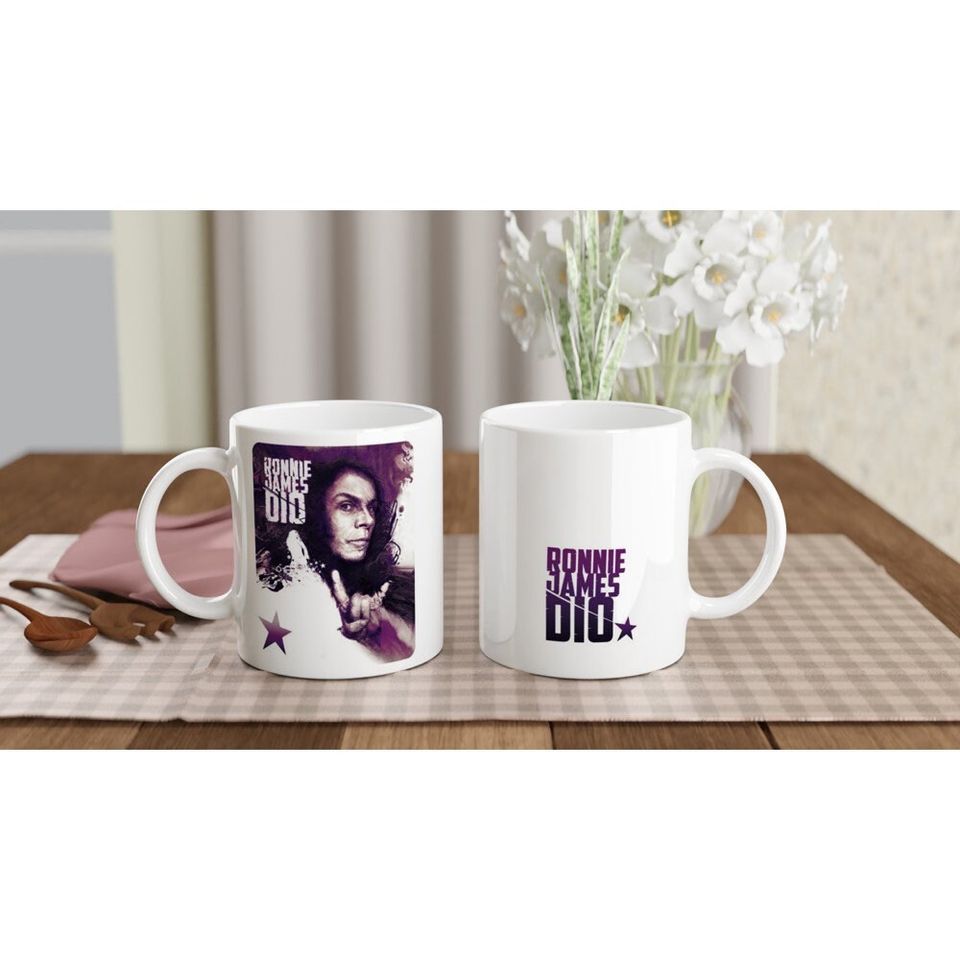 Black Sabbath Ronnie James Dio Art Ceramic Mug - Rock and Roll Coffee Cup