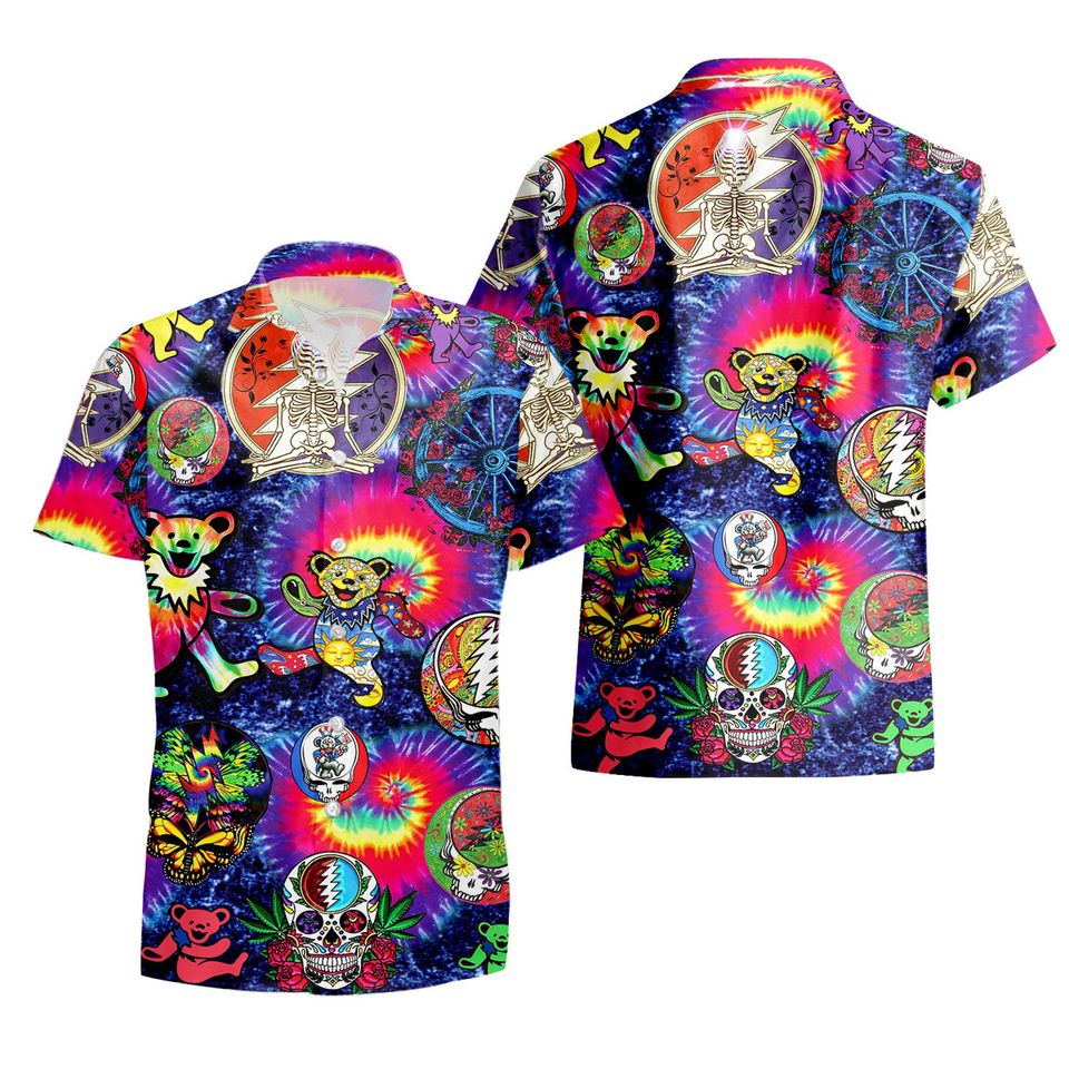 High Quality Bears Grateful Dead Tie Die Hawaiian Shirt