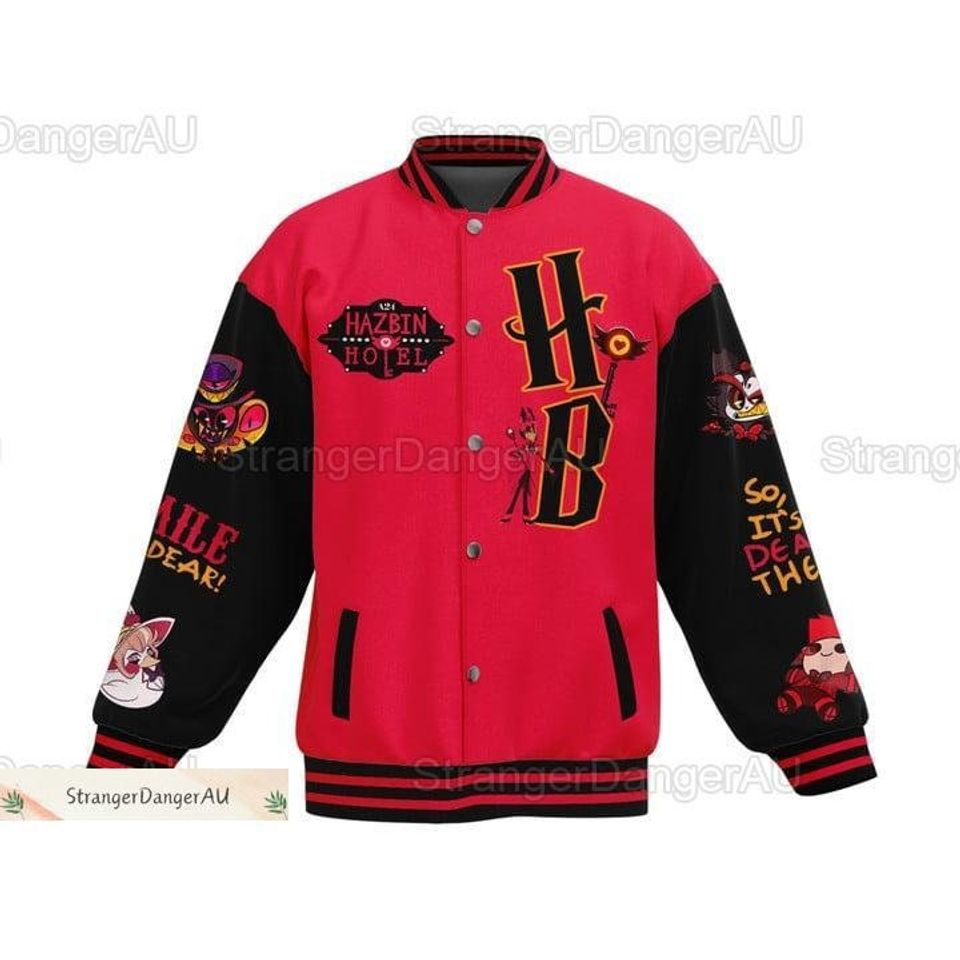 Alastor Hazbin Hotel Baseball Jacket, Hazbin Hotel Varsity Jacket