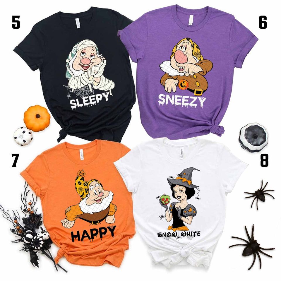 Seven Dwarfs And Snow White Halloween Matching T-Shirt