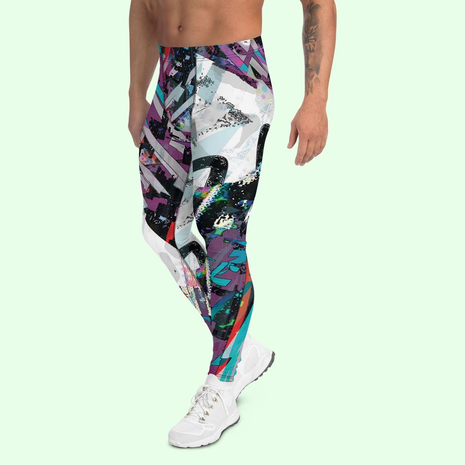Graffiti glitch man leggings. Premium quality.