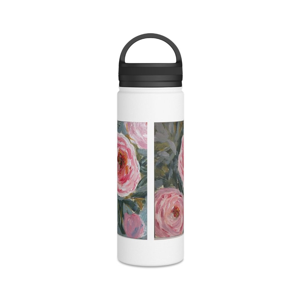 Peonies, Stainless Steel Water Bottle, Handle Lid