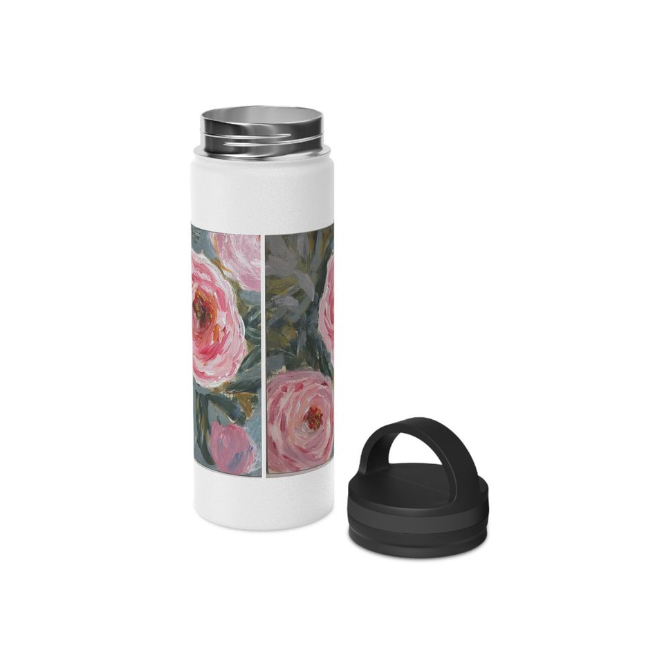 Peonies, Stainless Steel Water Bottle, Handle Lid