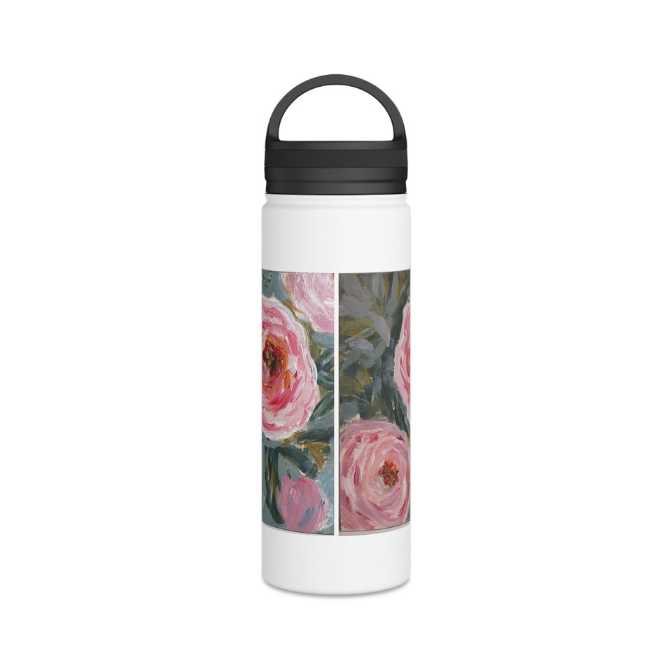 Peonies, Stainless Steel Water Bottle, Handle Lid