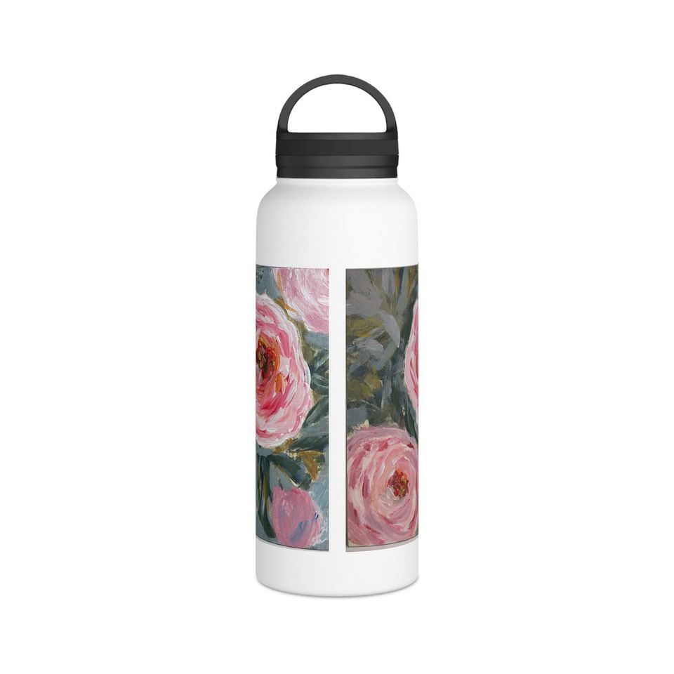 Peonies, Stainless Steel Water Bottle, Handle Lid