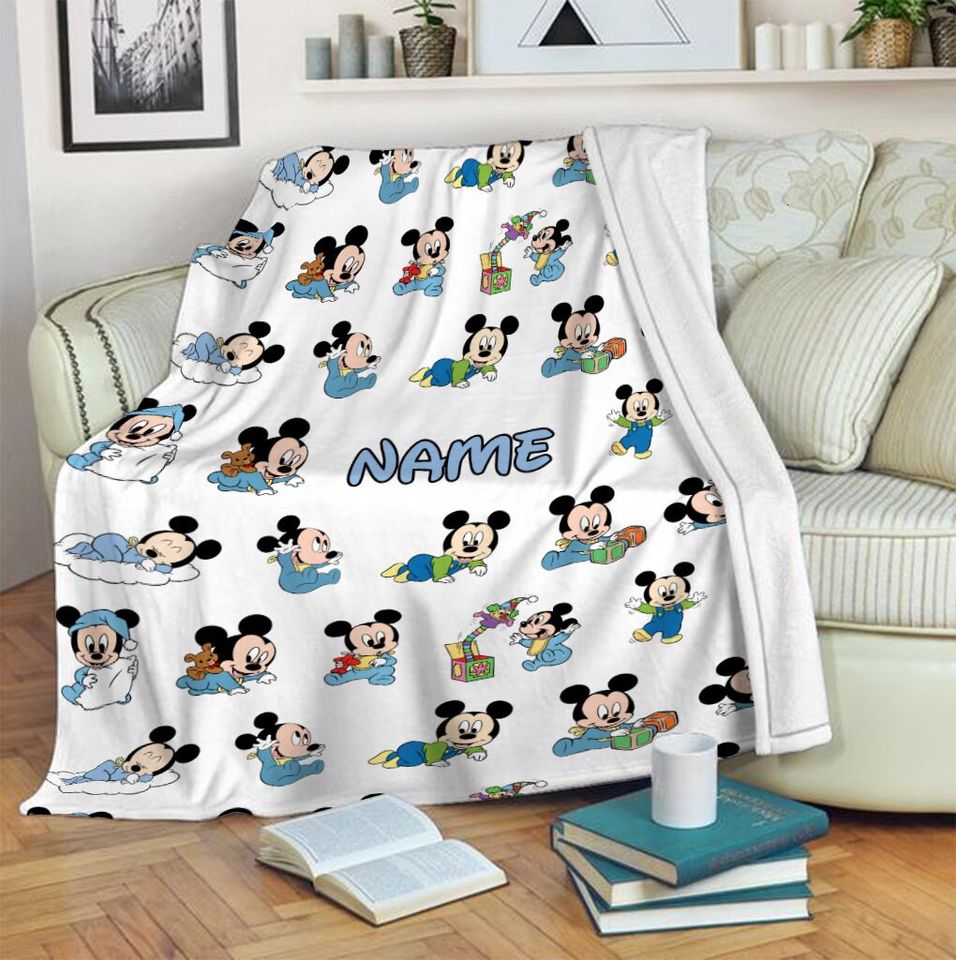 Personalized Name Baby Mickey Blanket , Mickey Mouse Blanket