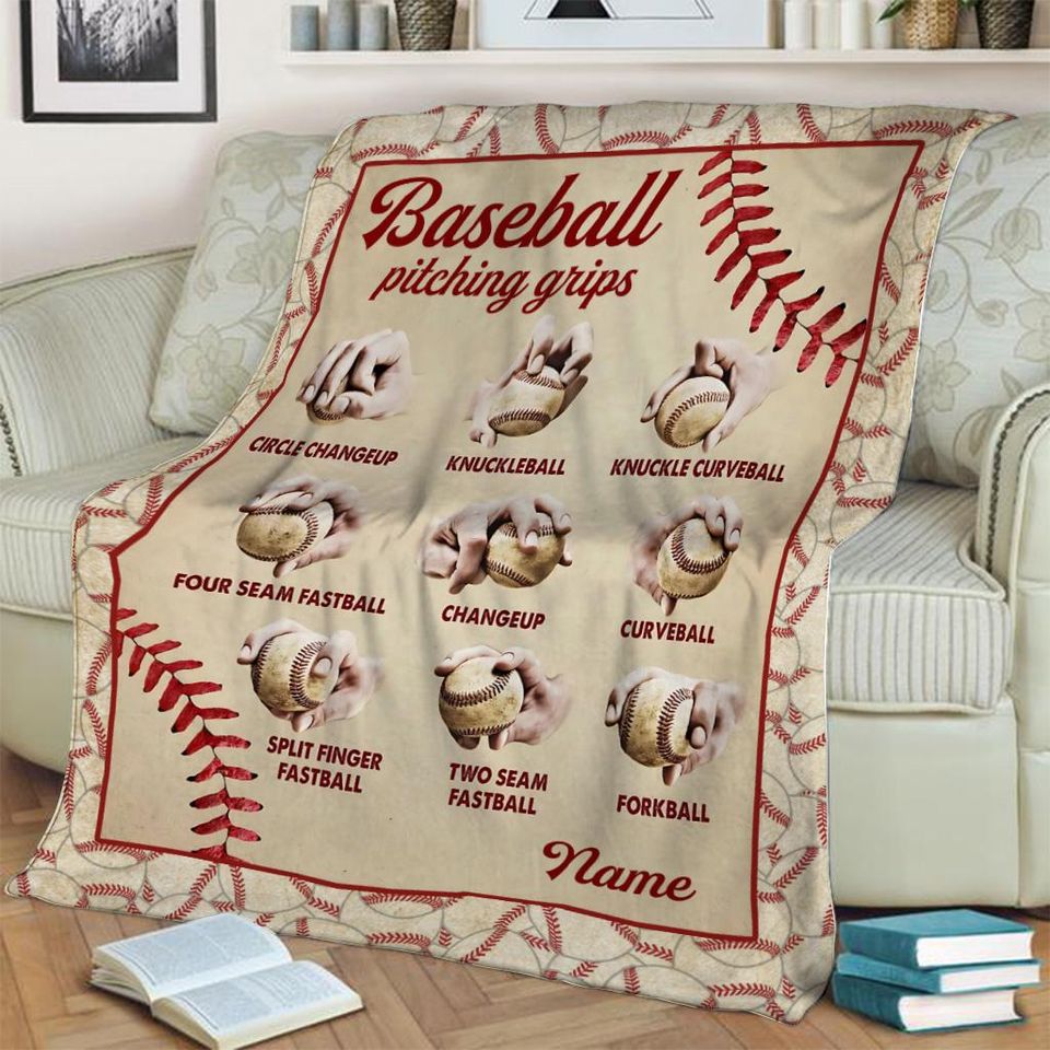Baseball Pitching Grips Blanket, Personalized Baseball Blanket