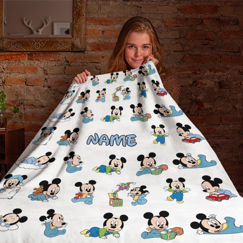 Personalized Name Baby Mickey Blanket , Mickey Mouse Blanket