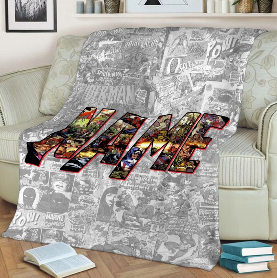 Personalized Name Marvel Blanket, Avengers Squad Blanket