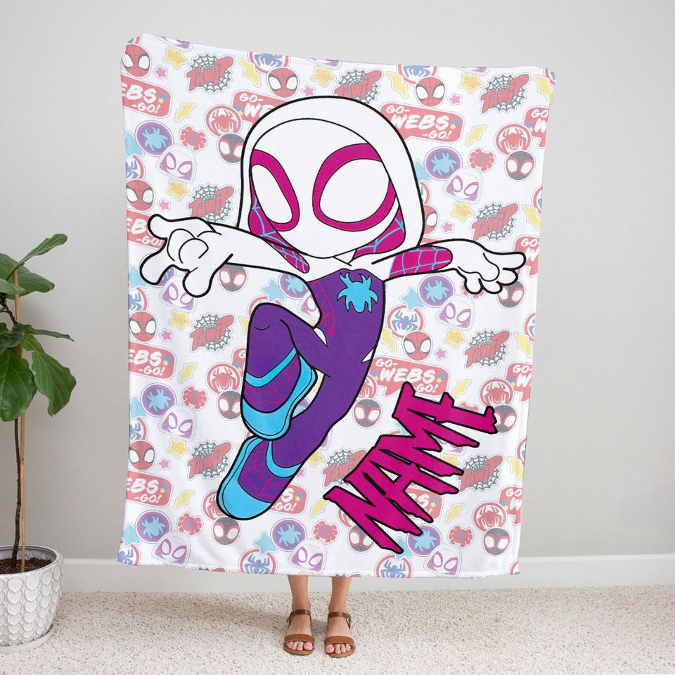 Personalized Name Spider Gwen Blanket, Spiderman Blanket