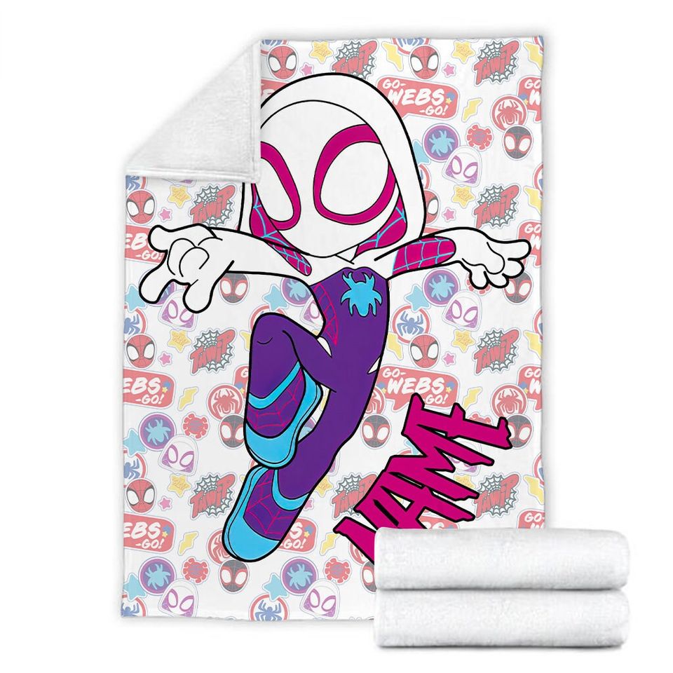 Personalized Name Spider Gwen Blanket, Spiderman Blanket