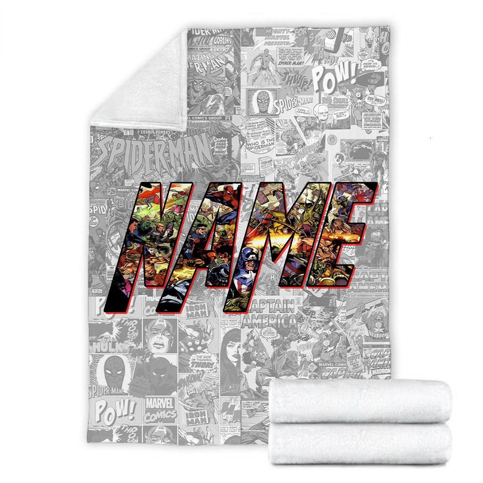 Personalized Name Marvel Blanket, Avengers Squad Blanket