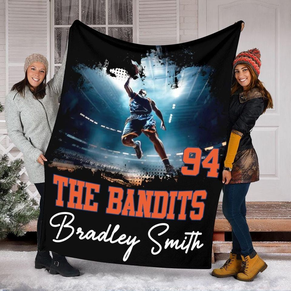 Personalized Photo Basketball Player Blanket, Custom Name & Number Basketball Blanket