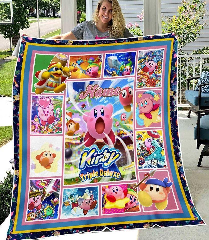 Personalized Kirby Game Blanket, Custom Name Kirby Blanket, Birthday Gift