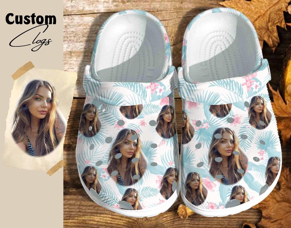 Personalized Photo Hawaiian Clogs, Hot Clogs, Custom Shoes With  Your Face, Aloha Vacation Clogs Shoes