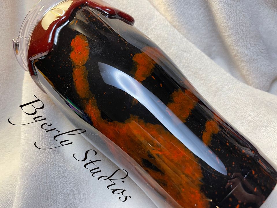 Umbrella Zombie Tumbler, Hand painted with Blood Drip