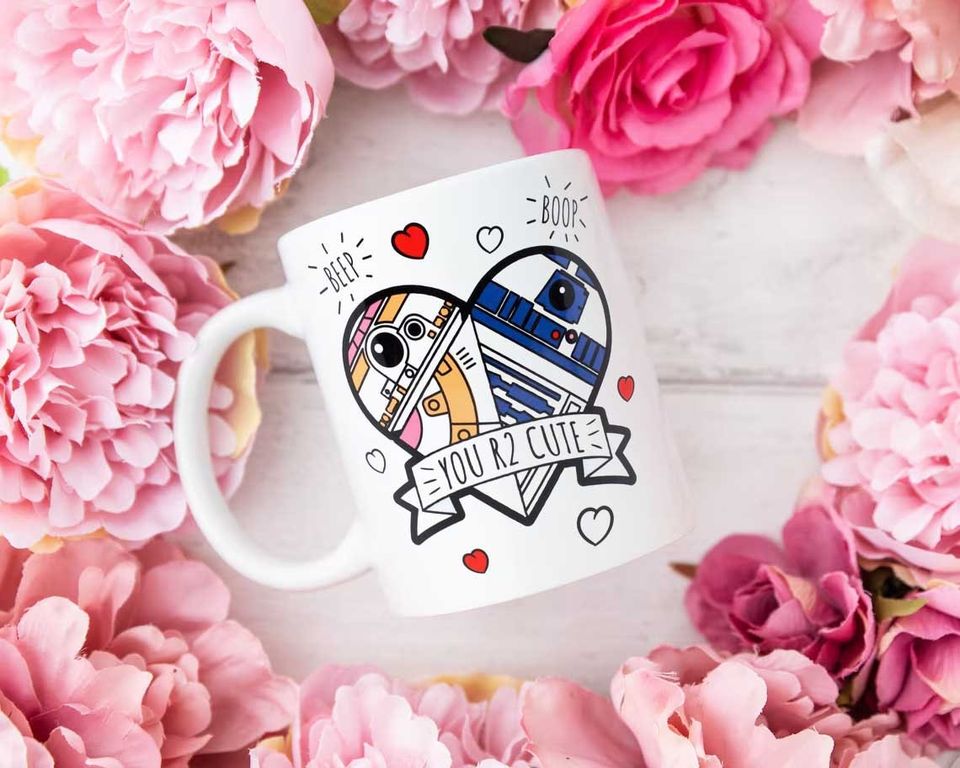 R2D2 and BB8 Valentine's Day Mug, Disney Valentine Mug