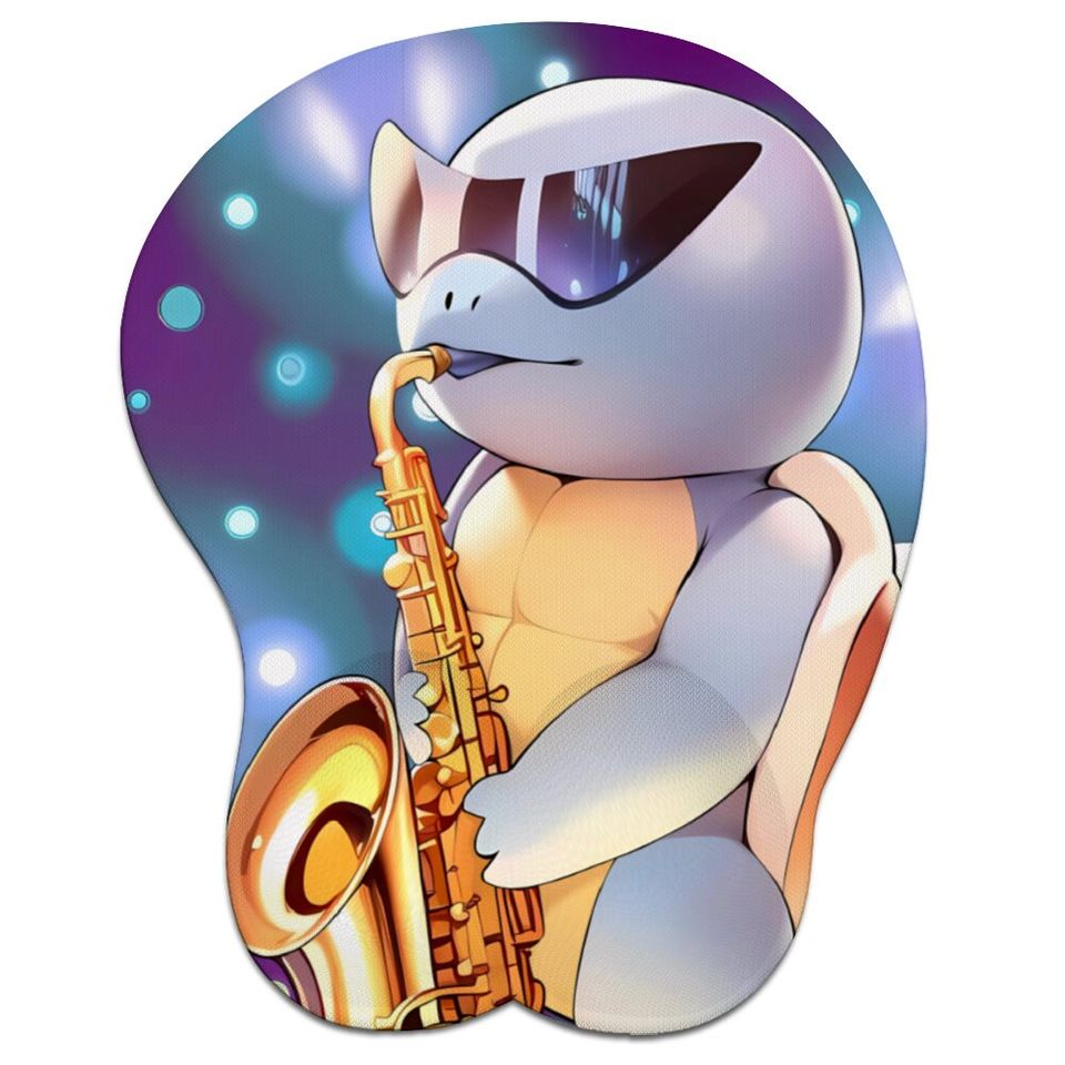 Squirtle Saxophone Inspired Oppai Mousepad with Wrist Support