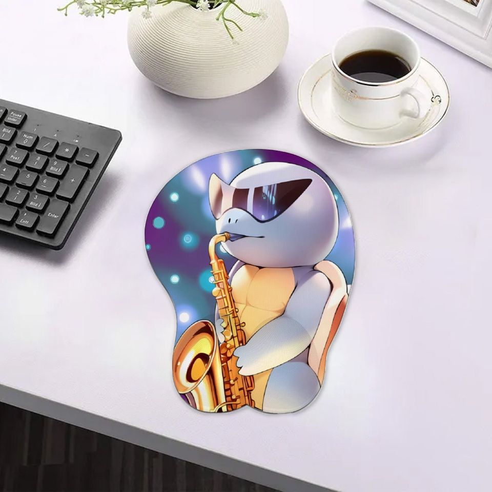 Squirtle Saxophone Inspired Oppai Mousepad with Wrist Support