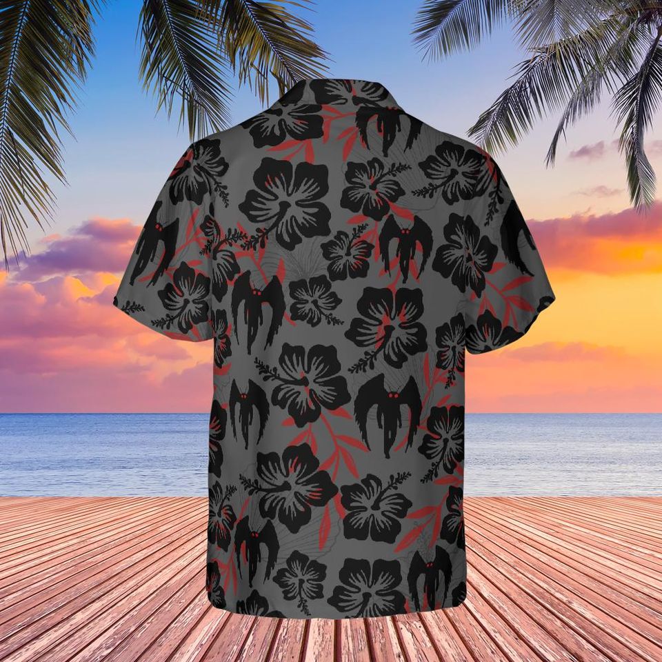 Mothman Hawaiian Shirt Cryptid Black Red Short