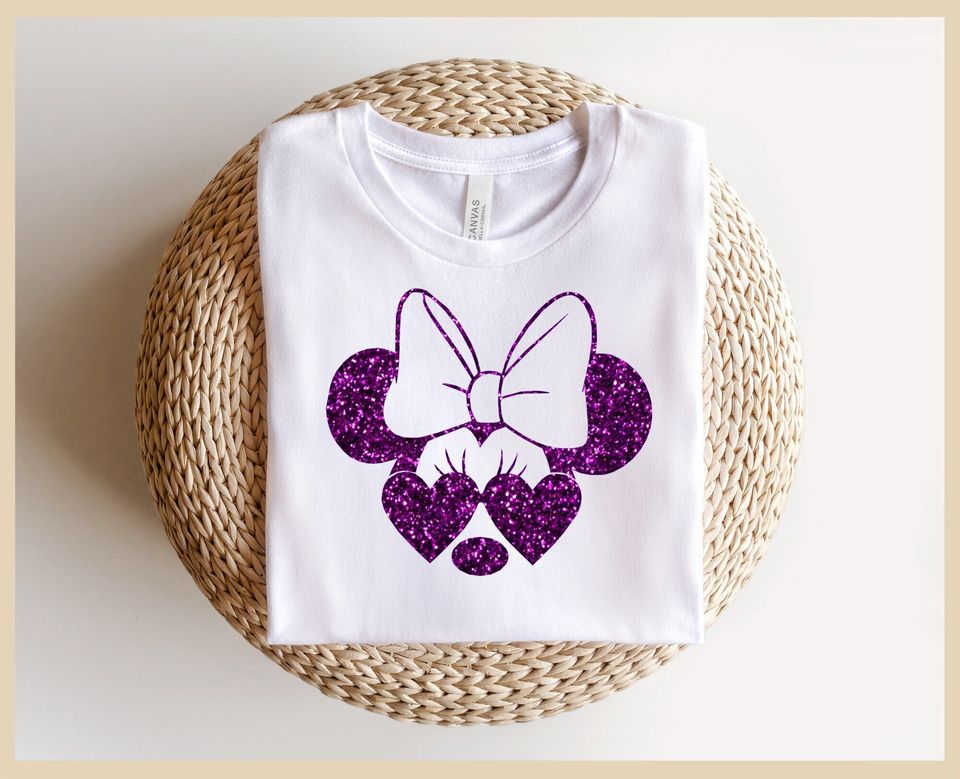 Disney Glitter Minnie with Bow and Sunglasses Glitter Shirt