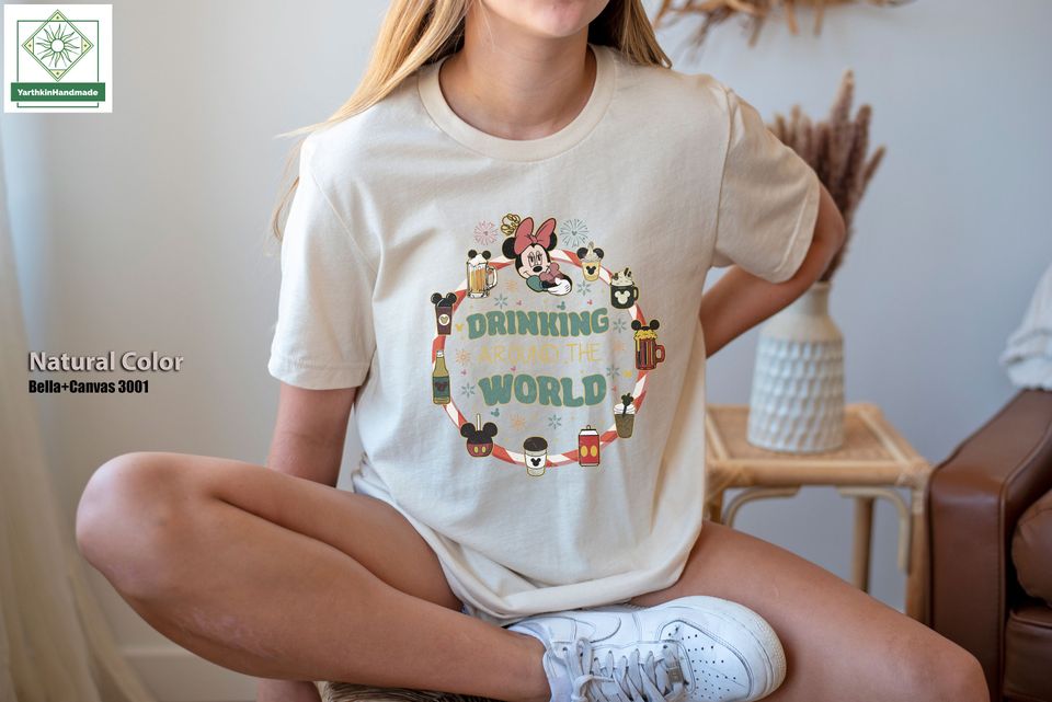 Retro Drinking Around The World Sweatshirt, Vintage Disneyland Sweatshirt