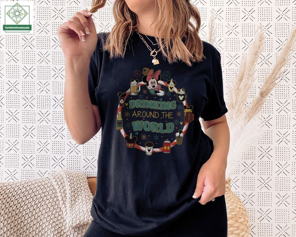 Retro Drinking Around The World Sweatshirt, Vintage Disneyland Sweatshirt