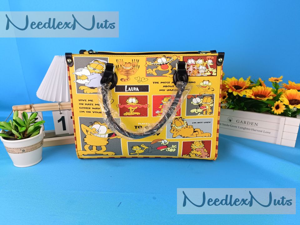 Garfield Cat Leather Handbag, Garfield Cat Handbag