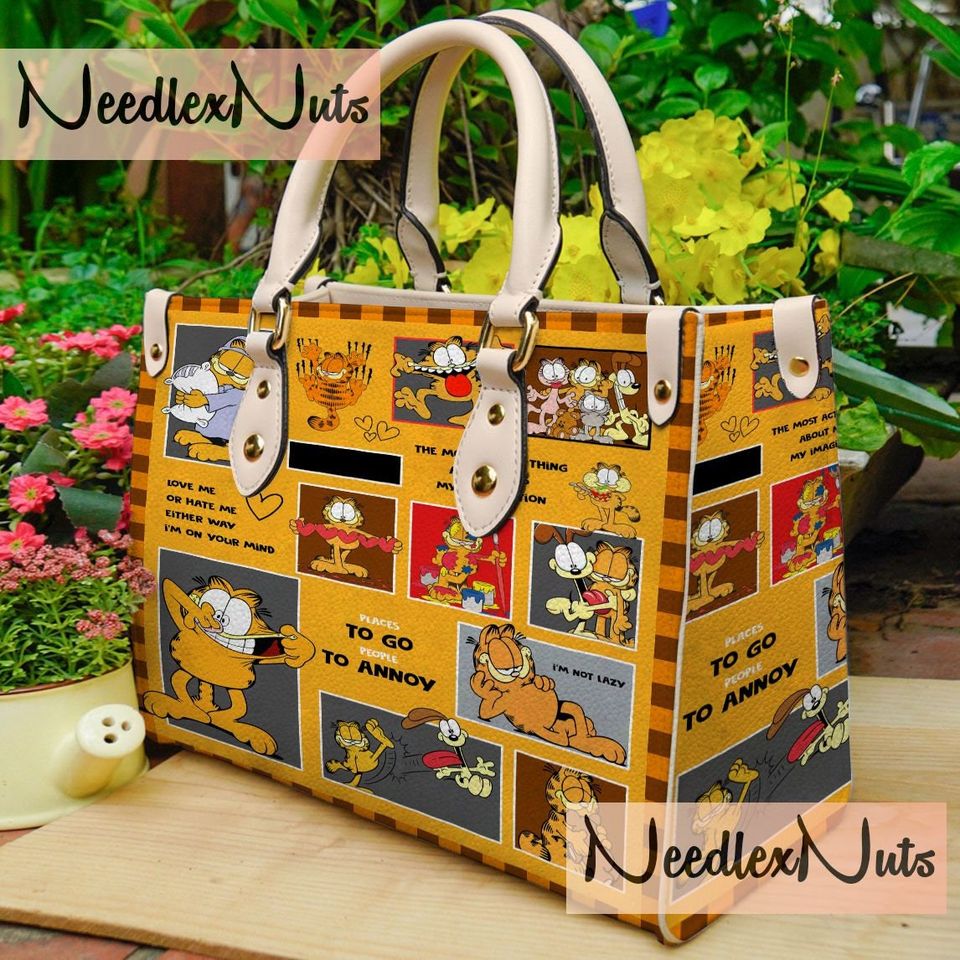 Garfield Cat Leather Handbag, Garfield Cat Handbag