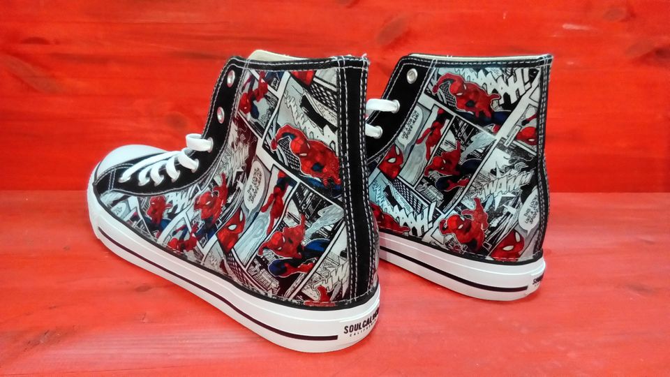 Hand Customised/Custom Marvel Spider Man theme trainers shoes high top sneaker