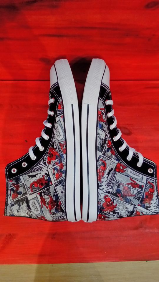 Hand Customised/Custom Marvel Spider Man theme trainers shoes high top sneaker