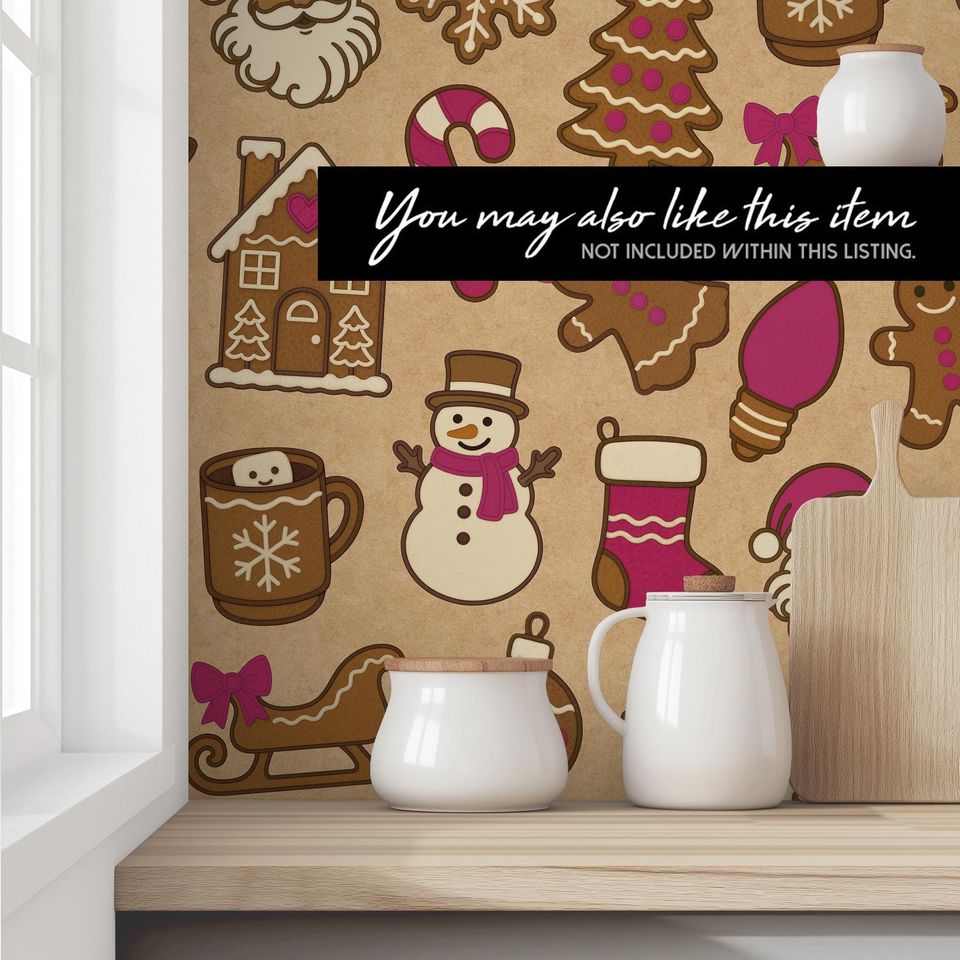 Christmas Cookie Waffle Dish Towel Gingerbread & Cocoa Holiday Print | Microfiber Hand Towel with Kraft Paper Look