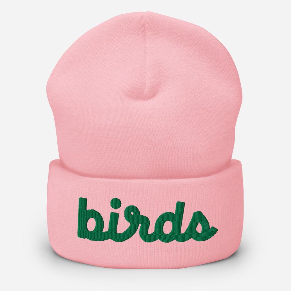 Philadelphia Football Birds Cursive 3D Puff Embroidered Cuffed Beanie Winter Hat White Pink Gray Green