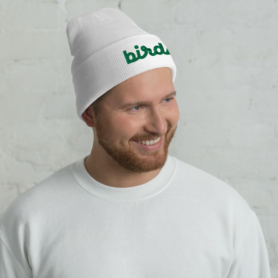 Philadelphia Football Birds Cursive 3D Puff Embroidered Cuffed Beanie Winter Hat White Pink Gray Green
