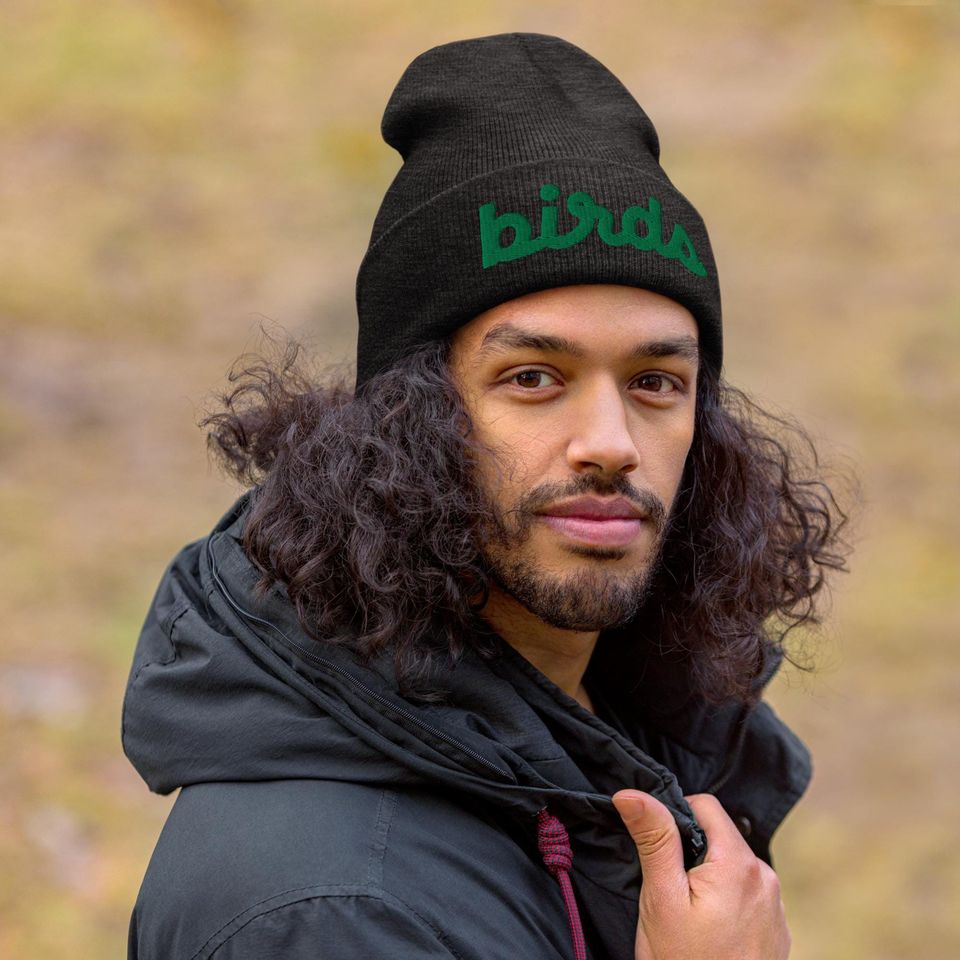 Philadelphia Football Birds Cursive 3D Puff Embroidered Cuffed Beanie Winter Hat White Pink Gray Green