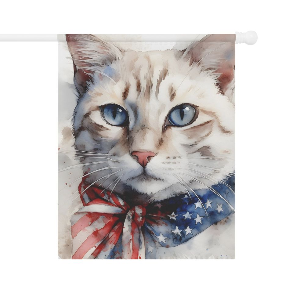 Patriotic Cat July 4th Memorial Day American Flag