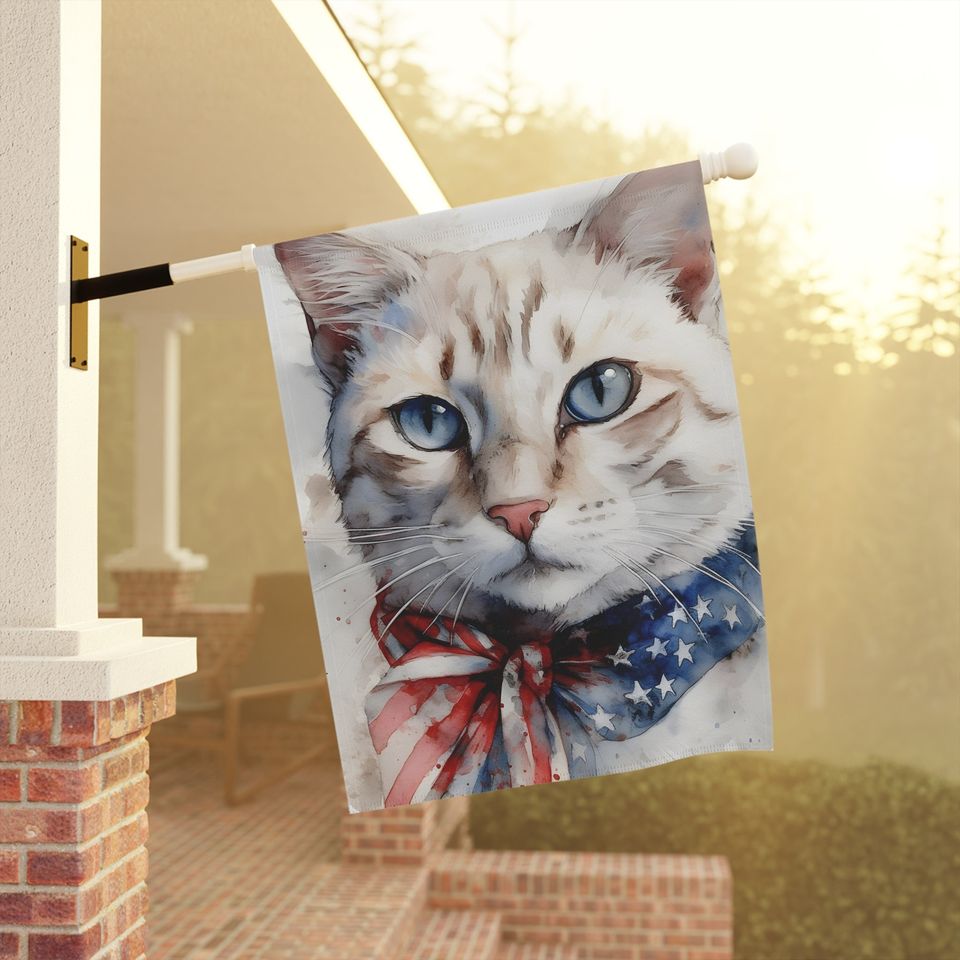 Patriotic Cat July 4th Memorial Day American Flag