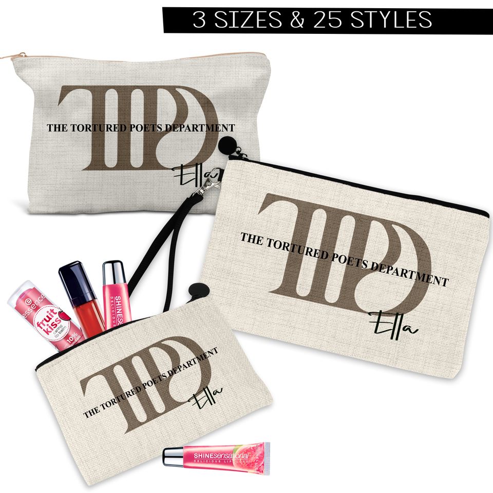 Personalized Cotton Cosmetic Bags, Pencil Bag, Makeup/Cosmetic Bag, Back to School Gift